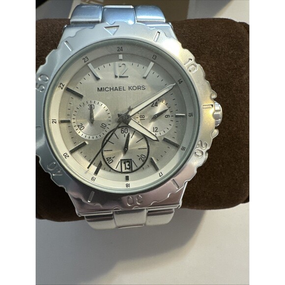 NWT MICHAEL KORS BEL AIRE SILVER TONE CHRONOGRAPH BRACELET WATCH MK5462 With Box - Picture 10 of 16